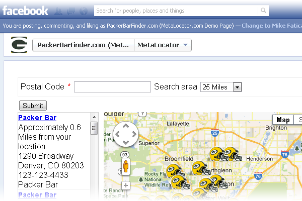 Facebook store locator included
