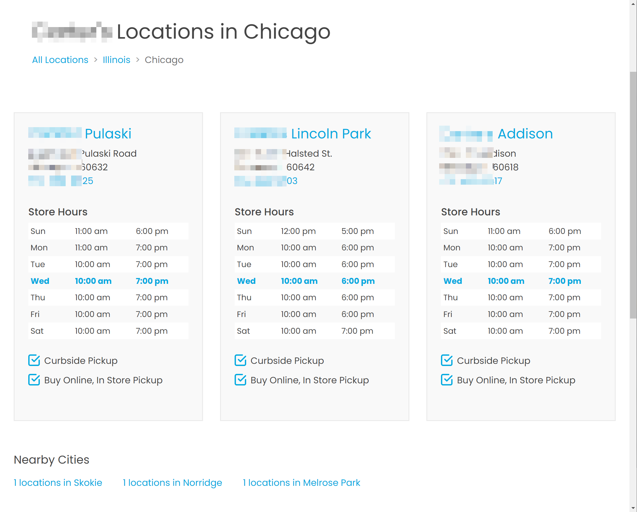 Nearby cities for location pages